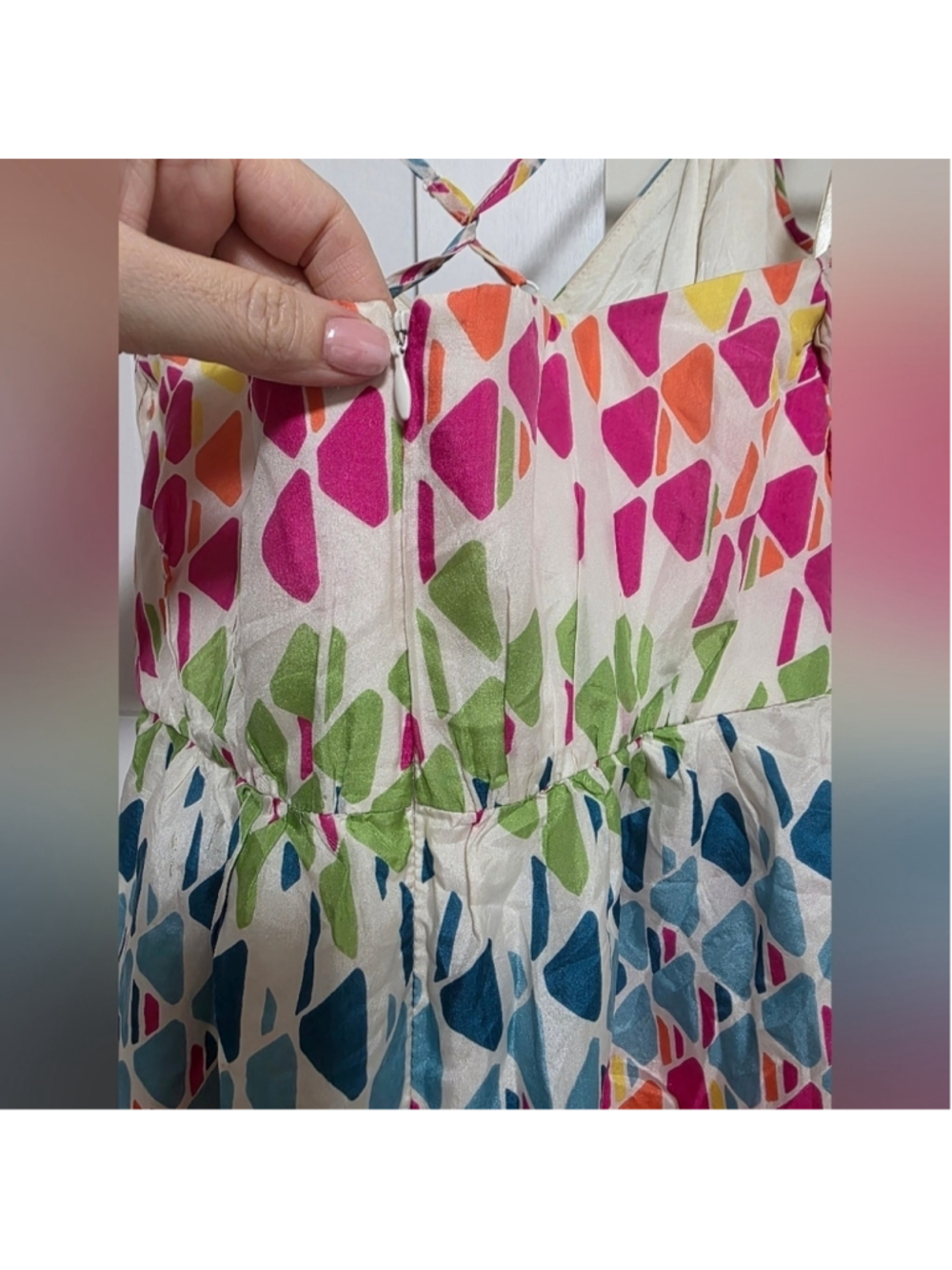Shoshanna Mia Bright Colorful Lalique Print Silk Party Dress - Picture 13 of 15